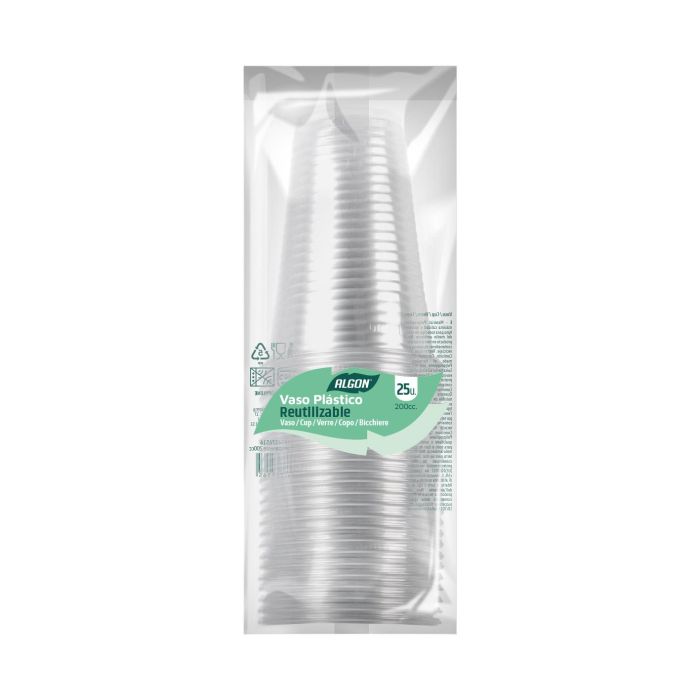 Set de 25 vasos transparentes 200 cc Algon (24 Cajas) 1 Set de 25 vasos transparentes 200 cc Algon (24 Cajas) 1