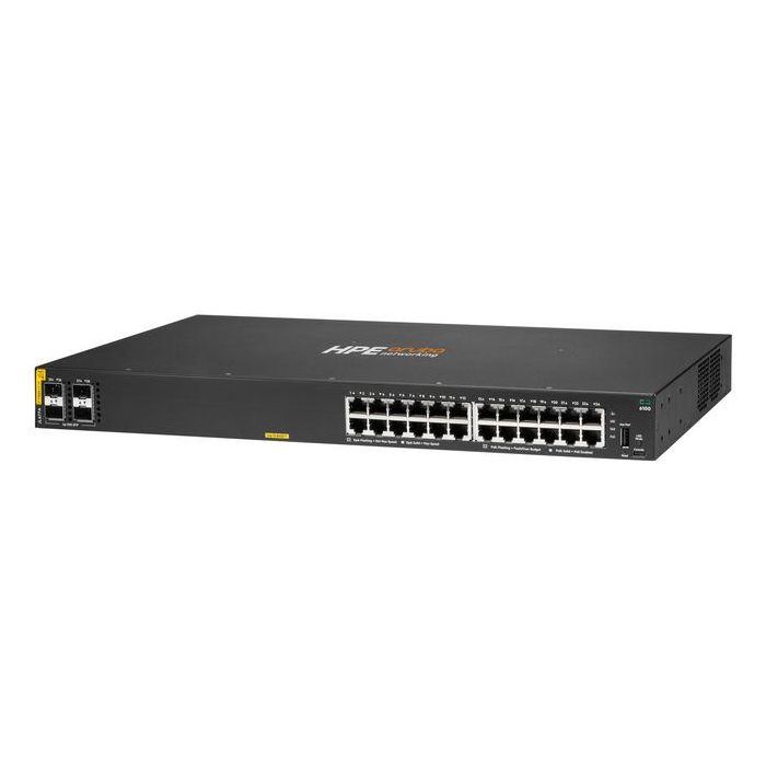 Hewlett Packard Enterprise Aruba CX 6100 24G PoE+ 370W Switch de Acceso L2 Gestionado con 4 SFP+ 10GbE Uplinks 1