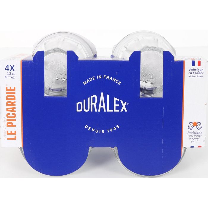 Duralex Set 4 Vasos Picardie Transparente 130 cc Ø 6.9 x 7.2 cm Vidrio Templado (12 Cajas)