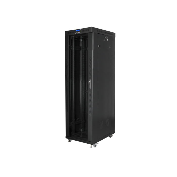 Lanberg Armario Rack 19 Pulgadas 42U 600x1000 Negro con Puerta de Vidrio y Ventiladores