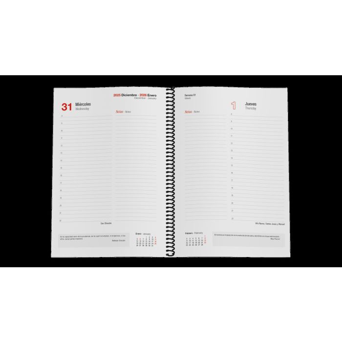 Ingraf 356562 Agenda 2026 Tokio D/P, Tapa Dura de Polipiel, Espiral, 17x24 cm, Negro, Castellano 0 Ingraf 356562 Agenda 2026 Tokio D/P, Tapa Dura de Polipiel, Espiral, 17x24 cm, Negro, Castellano 0