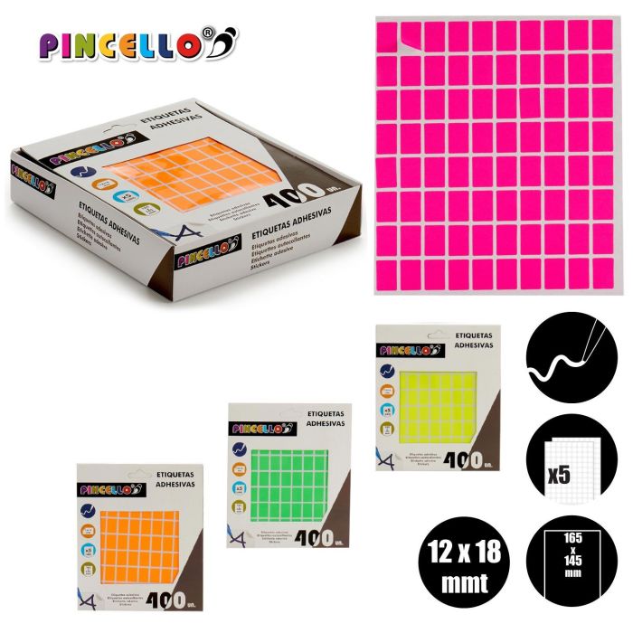 Etiquetas Adhesivas Pincello 12x18 mm, Surtidos, 5 Páginas (120 Unidades) 3