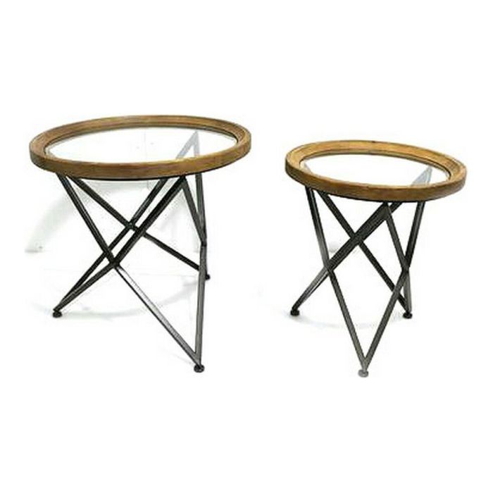 Mesa Centro Vintage DKD Home Decor Negro Natural 65 x 63 x 65 cm Set de 2