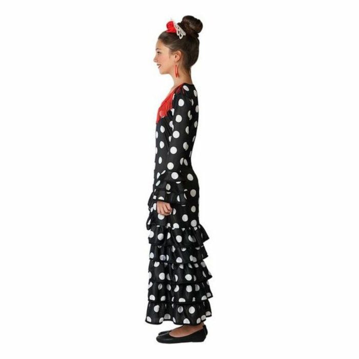 Disfraz Flamenca Sevillana Niña Infantil Negro Lunares Rojos 10-12 Años Paises del Mundo