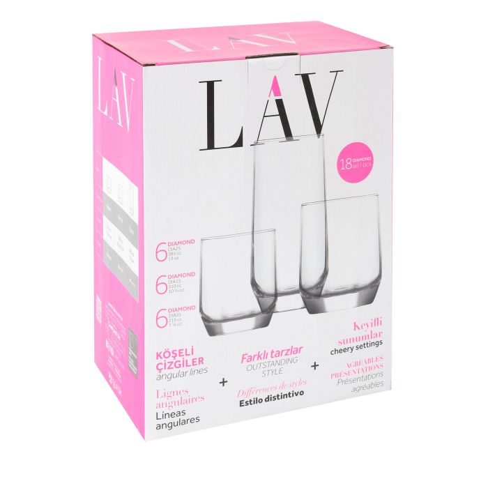Set 18 Vasos Diamond 385/310/215 cc - LAV (2 Cajas) 3 Set 18 Vasos Diamond 385/310/215 cc - LAV (2 Cajas) 3