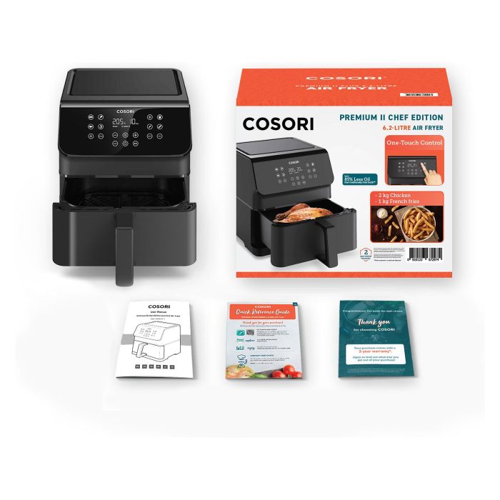 Cosori Premium II Chef Edition Freidora de Aire Caliente 6.2L, 1700W, 12 Programas (Freír, Asar, Hornear, Deshidratar), Color Negro 3