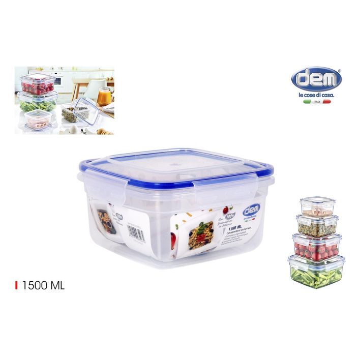 Fiambrera hermética cuadrada 1500 ml - Dem (12 Unidades) Fiambrera hermética cuadrada 1500 ml - Dem (12 Unidades)