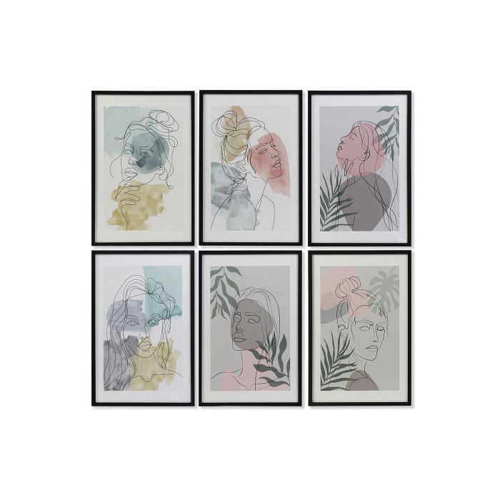 DKD Home Decor Cuadro Decorativo Scandi Set de 6 Unidades Multicolor 60x40 cm, 3cm Fondo, Diseños Surtidos, Material PS y MDF