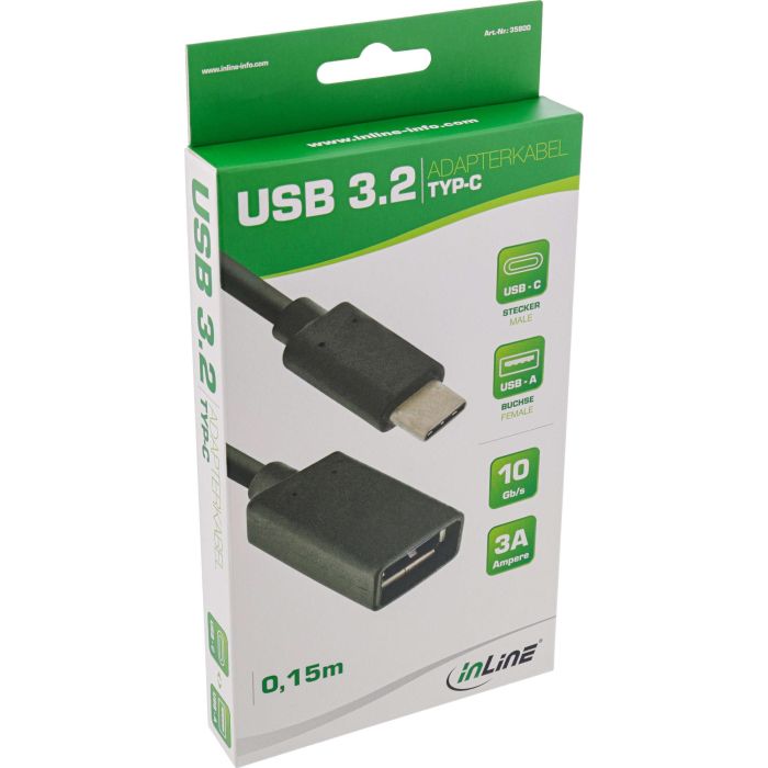 INLINE USB 3.1 Adapterkabel Typ C Stecker an A Buchse schwarz 0,15m 1 INLINE USB 3.1 Adapterkabel Typ C Stecker an A Buchse schwarz 0,15m 1