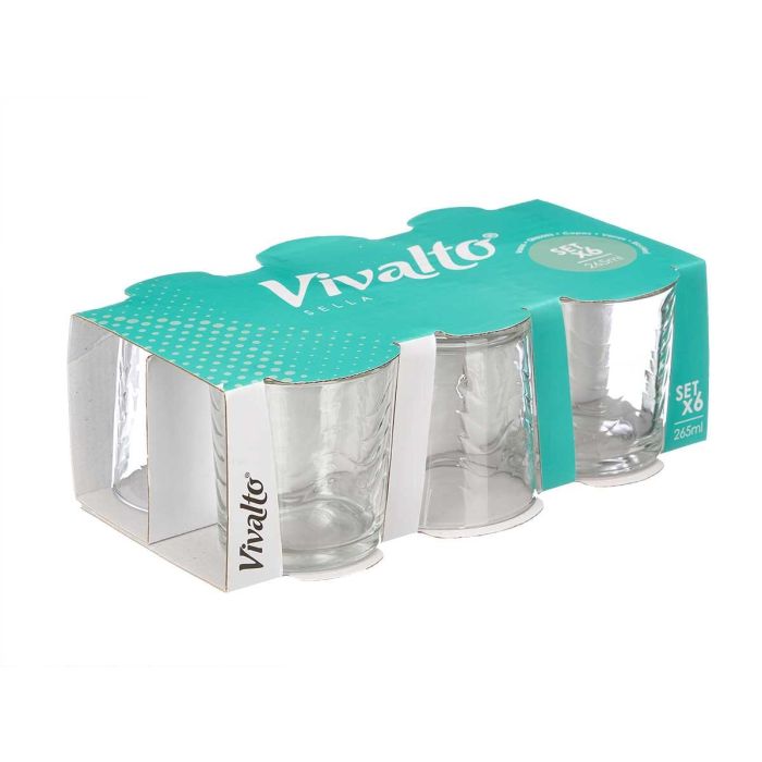 Set 6 Vasos Ondas Vivalto 265 ml - Vidrio Transparente 26x9x15 cm (8 Unidades) 2 Set 6 Vasos Ondas Vivalto 265 ml - Vidrio Transparente 26x9x15 cm (8 Unidades) 2