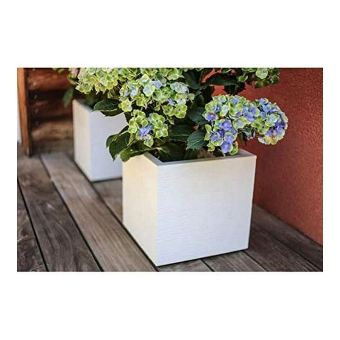 EDA PLASTIQUE Caja de flores cuadrada Graphit Up - 21 L - 29.5 x 29.5 x 29.5 cm - Cerusie blanco 2 EDA PLASTIQUE Caja de flores cuadrada Graphit Up - 21 L - 29.5 x 29.5 x 29.5 cm - Cerusie blanco 2
