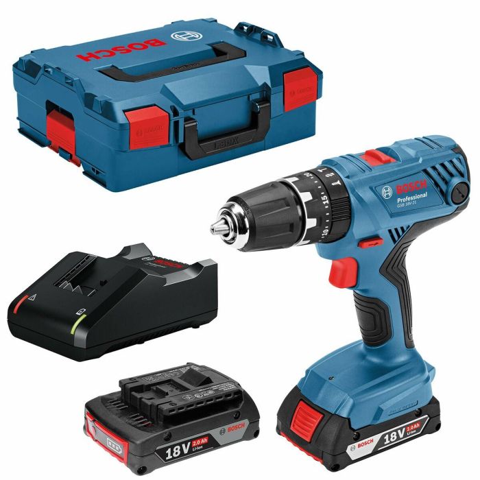 Bosch Professional 06019H1107 Taladro Percutor GSB 18V-21 Inalámbrico con 2 Baterías 2,0Ah, Cargador GAL 18V-40, Maletín L-BOXX 5 Bosch Professional 06019H1107 Taladro Percutor GSB 18V-21 Inalámbrico con 2 Baterías 2,0Ah, Cargador GAL 18V-40, Maletín L-BOXX 5