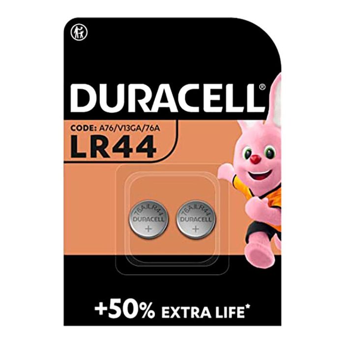 Duracell Pila Botón Alcalina LR44 V13GA 1,5V Ø11,6x5,4mm Blister 2 uds
