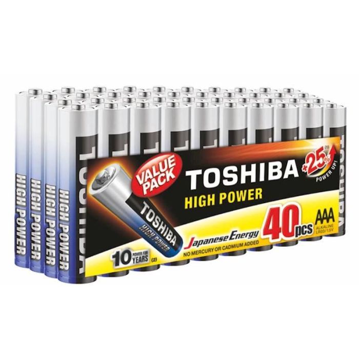 TOSHIBA Pack de 80 Pilas Alcalinas AA y AAA para Larga Duración con Linterna Blanca de Regalo