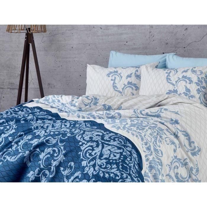 Cotton Relax ASI8683342463638 Juego de Cama Azul 220x240 cm con 2 Fundas de Almohada 60x60 cm - 100% Algodón Reforzado 1