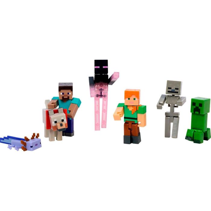 Mattel Pack Construcci3n De Mundos Minecraft Jfg66 7 Figuras 8,25 Cm Codigo Digital 1