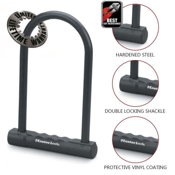 Cerradura en U 2 llaves planas Masterlock H.180mm Ø12mm 1 Cerradura en U 2 llaves planas Masterlock H.180mm Ø12mm 1