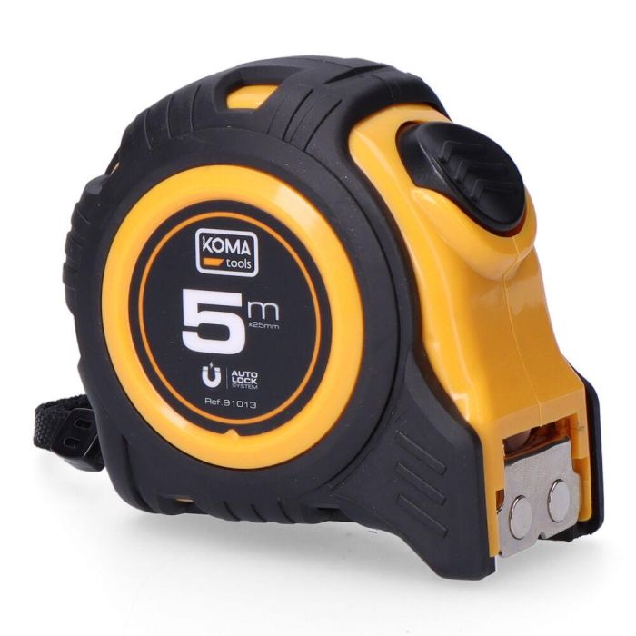 Koma Tools Flexómetro 5m x 25mm ABS Magnet, Cuerpo Anti Deslizante, Gancho Magnético, Sistema Auto Lock