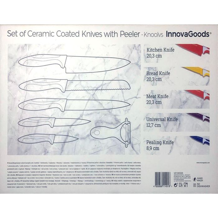 Juego de Cuchillos Cerámicos y Pelador Knoolvs InnovaGoods 6 Piezas 6 Juego de Cuchillos Cerámicos y Pelador Knoolvs InnovaGoods 6 Piezas 6