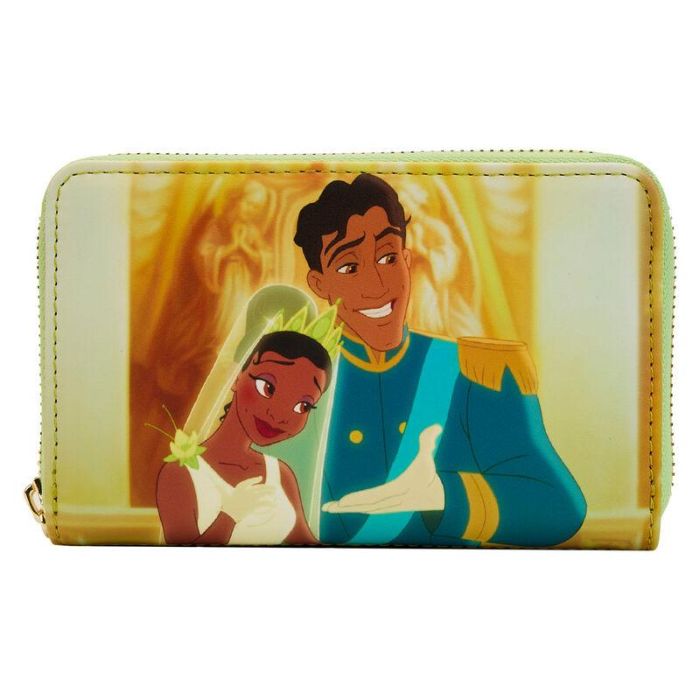 Loungefly Cartera Disney La Princesa Tiana y el Sapo Cremallera 15x10cm con 4 Ranuras para Tarjetas y Forro a Juego