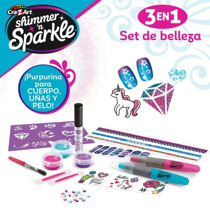 Set de Belleza Cra-Z-Art 2 x 13 x 2 cm Infantil Uñas Pelo Cuerpo Purpurina 4 Unidades 5