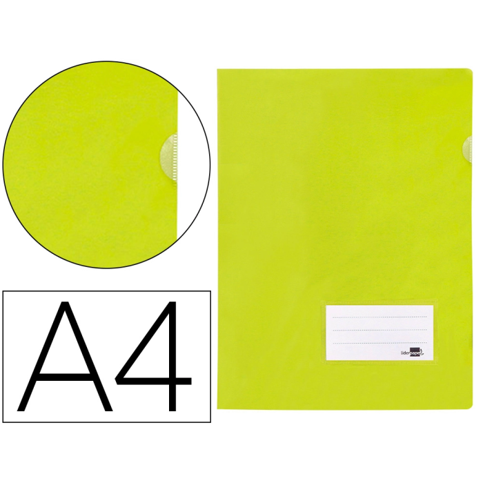 Liderpapel Carpeta Dossier A4 Uñero Amarillo Fluor Opaco Polipropileno 180 Micras