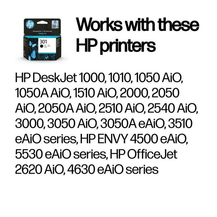 HP Cartucho de Tinta Negro Nº301 para Deskjet 1050, 2050, 2050S 1