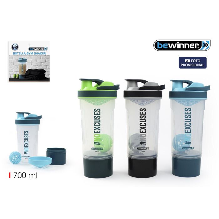 Botella Gym Shaker 700 ml Colores - Bewinner por Inde (12 Unidades) Botella Gym Shaker 700 ml Colores - Bewinner por Inde (12 Unidades)