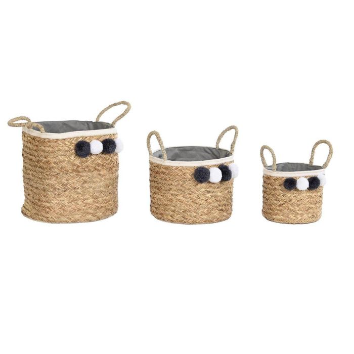 Cesta Boho DKD Home Decor Natural Gris Oscuro 37 x 36 x 41 cm Set de 3 Cesta Boho DKD Home Decor Natural Gris Oscuro 37 x 36 x 41 cm Set de 3