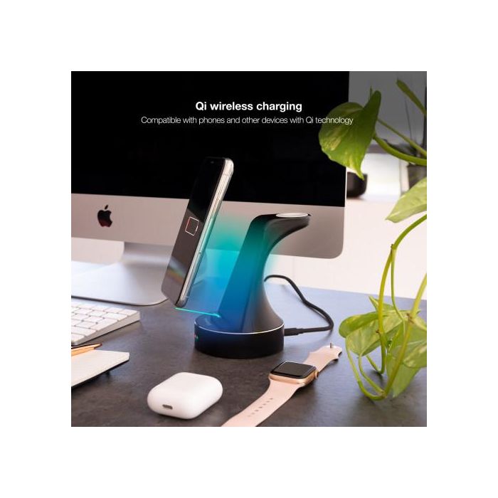 Tooq TQCD02W Base de Carga Inalámbrica 15W con Certificación MFI para Apple Watch, iPhone y Smartphone, Carga Simultánea Qi, Negro 2 Tooq TQCD02W Base de Carga Inalámbrica 15W con Certificación MFI para Apple Watch, iPhone y Smartphone, Carga Simultánea Qi, Negro 2