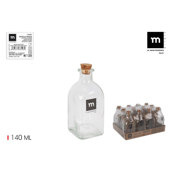 Botella Frasca 140 ml con tapón de corcho - La Mediterranea (48 Unidades) Botella Frasca 140 ml con tapón de corcho - La Mediterranea (48 Unidades)