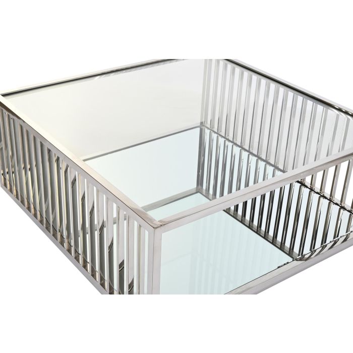 Mesa Centro Moderno DKD Home Decor Plateado Transparente 100 x 45 x 100 cm 1