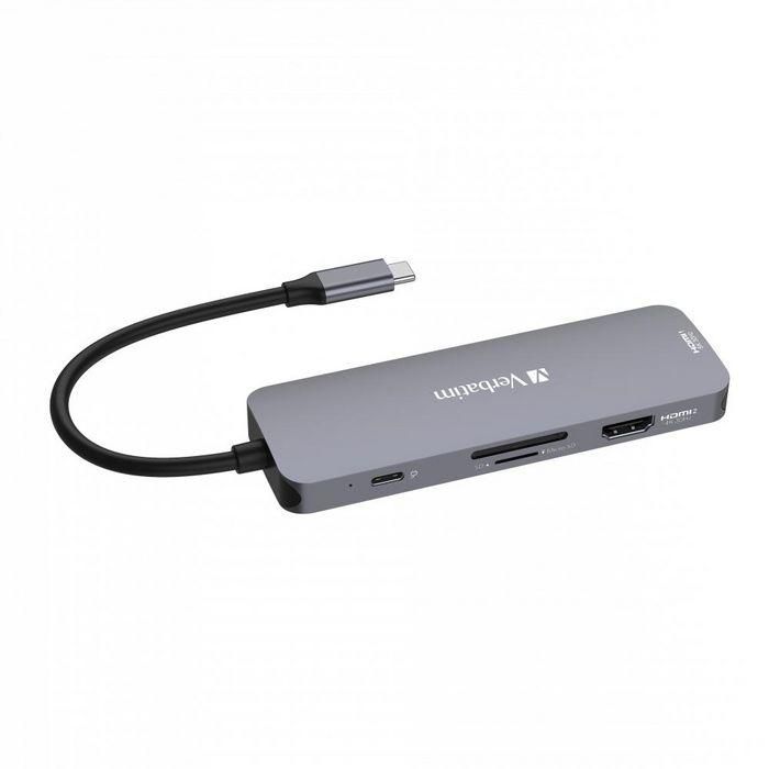 Verbatim 2 x HDMI, 8K 30Hz, 4K 30Hz, 3 x USB-A 3.2 Gen1, 5Gb/s, 1 x SD 3.0, 1 x microSD 3.0, 1 x USB-C PD, 100W, 121mm x 40mm x 13mm 3