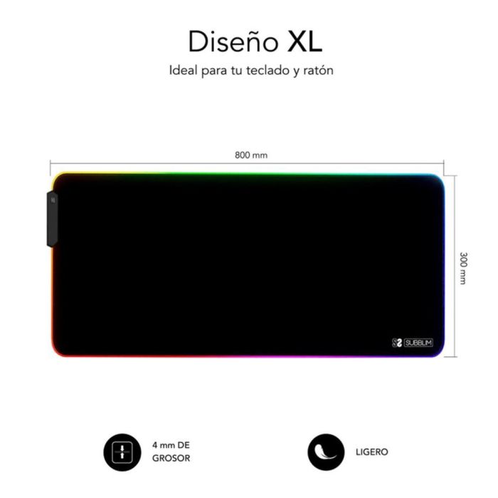 SUBBLIM Alfombrilla Mouse Pad Premium LED RGB 800x300x4 2 SUBBLIM Alfombrilla Mouse Pad Premium LED RGB 800x300x4 2