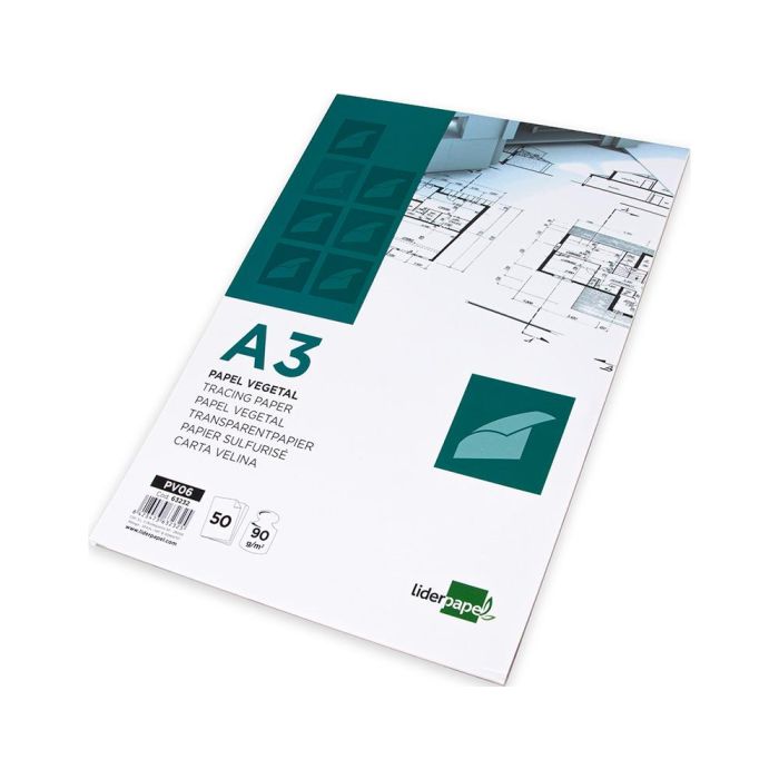 Bloc Papel Vegetal Liderpapel Encolado 297x420 mm 50 Hojas 90 gr-M2 2