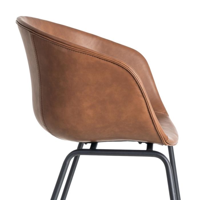 Silla Marrón Metal / Simil Piel 59 X 50,50 X 81,50 cm