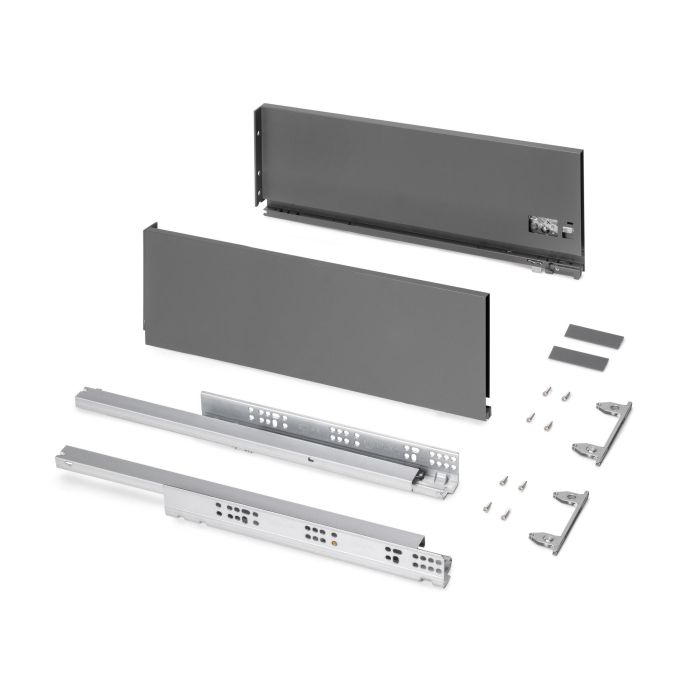 Emuca Cajón exterior Protone 30kg con guías de extracción total y cierre suave, Altura 178mm, profundidad 500mm, Acero, Gris antracita 0 Emuca Cajón exterior Protone 30kg con guías de extracción total y cierre suave, Altura 178mm, profundidad 500mm, Acero, Gris antracita 0