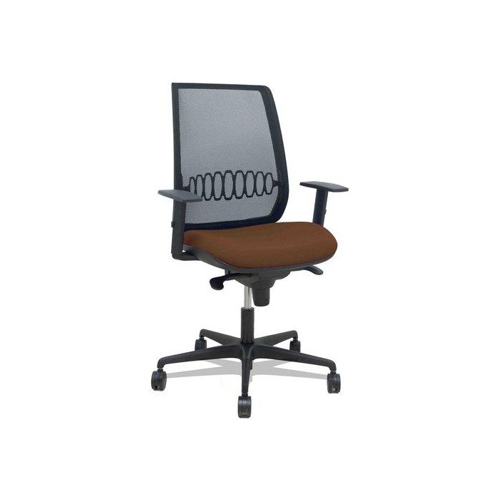 Silla Piqueras Y Crespo Alares Brazos Regulables Ergonomica Mecanismo Sincro Respaldo Malla Negra Asiento Tapizado Bali Marron Oscuro
