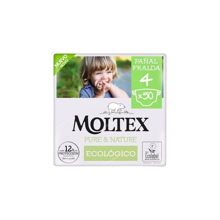 Moltex Pañal Pure & Nature Talla 4 (9-14 kg) 50 Unidades