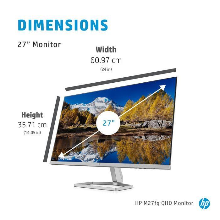 HP M27fq Monitor LED 27" (68.6 cm) IPS QHD 2560x1440, 75 Hz, AMD FreeSync, Pantalla Plana, 2x HDMI, DisplayPort, Color Plata