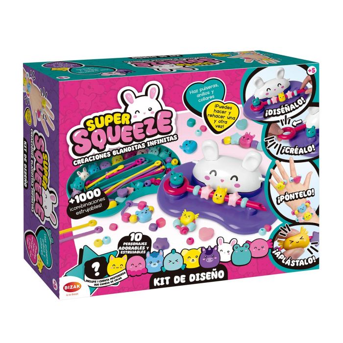 Bizak 64361494 Super Squeeze Kit de Diseño: Crea Pulseras, Colgantes y Anillos con Personajes y Cuentas Estrujables 1