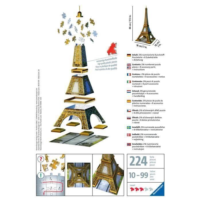 RAVENSBURGER 3D Puzzle Torre Eiffel 216 piezas 5