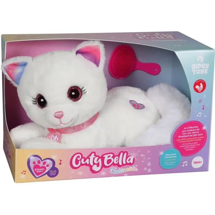 Gipsy Toys GIP3268060563034 Peluche Gato Cuty Bella Fashionista 30cm Blanco Rosa 1