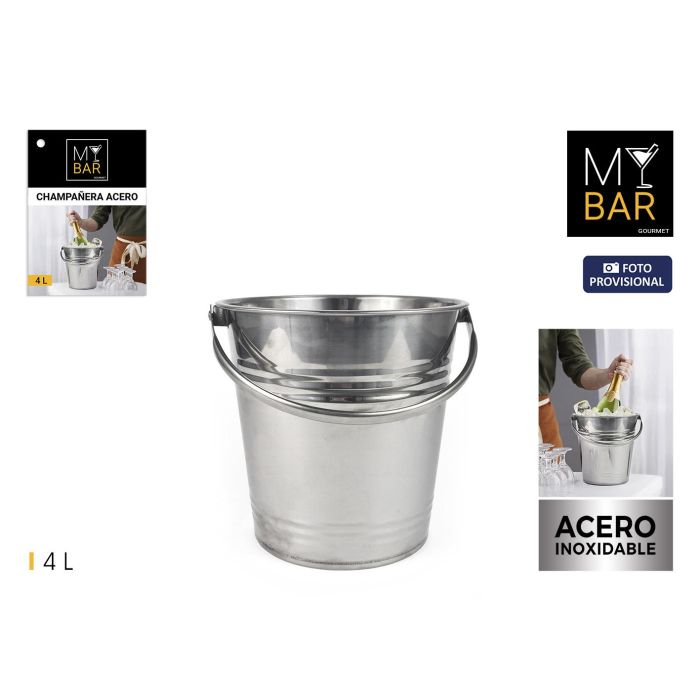 My Bar Champañera de Acero Inoxidable 4 litros - Cubitera para Botellas 20 x 20 cm (6 Unidades)