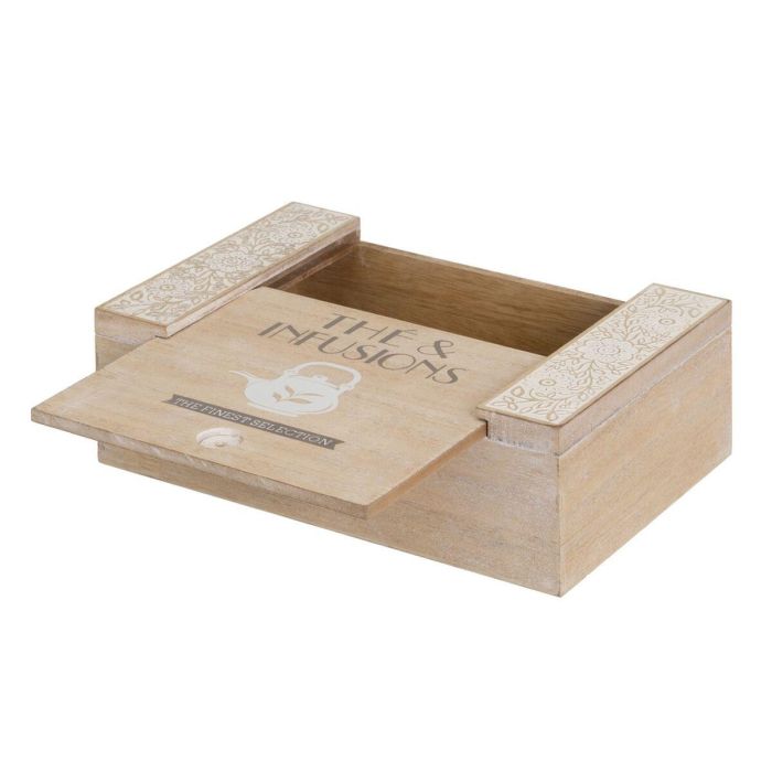 Caja para Infusiones Blanco Natural Madera MDF 24 x 16 x 7,5 cm 4