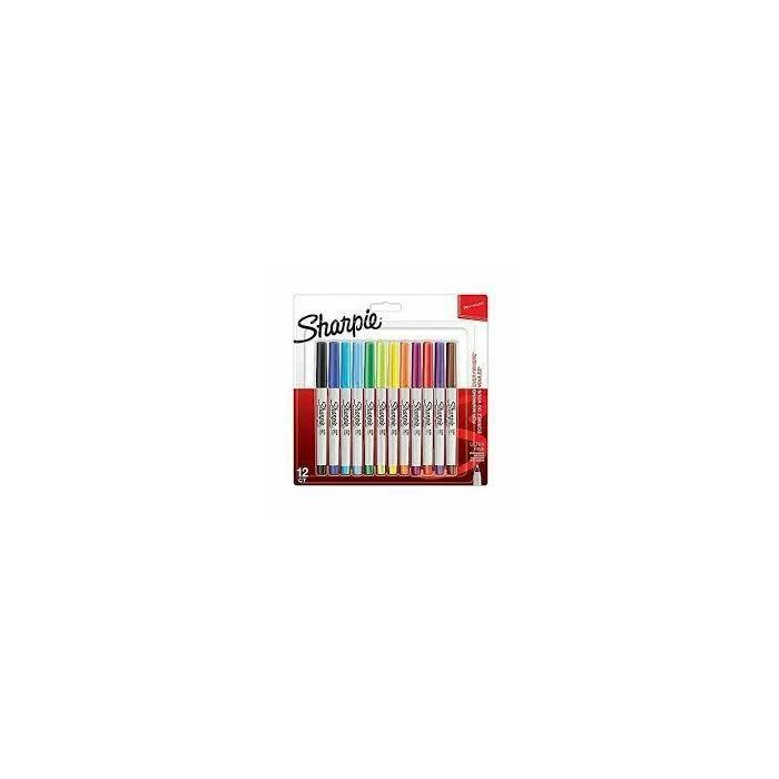 Sharpie Rotulador Permanente Punta Ultrafina, Blíster de 12 Unidades