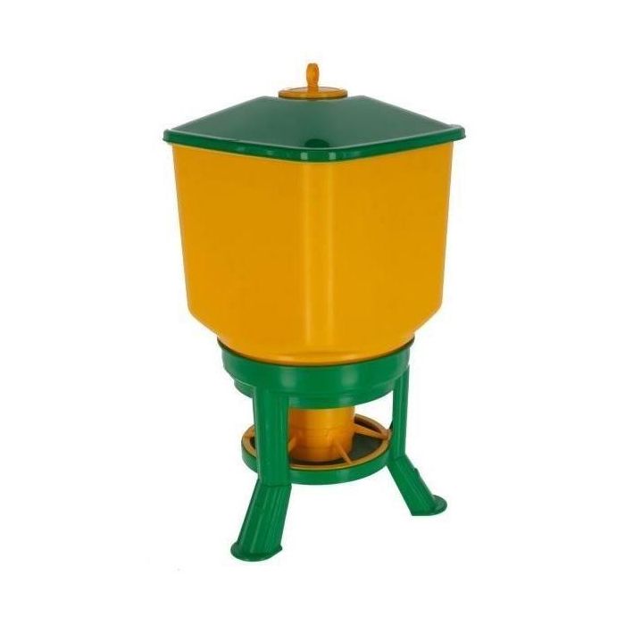 Comedero automático con patas - KERBL - 30 L - Amarillo / Verde