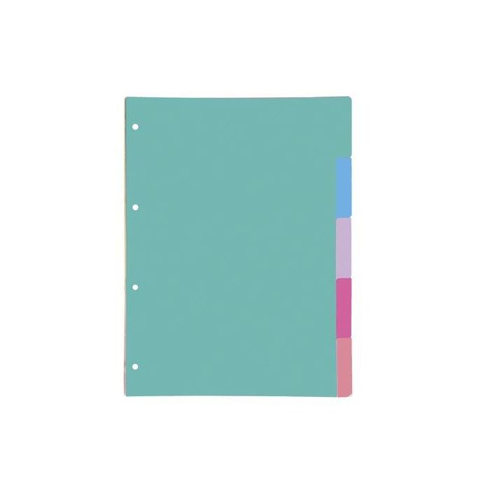 Separadores Oxford Cartulina Strongline A4 5 Pestañas 4 Taladros (Colores Pastel)