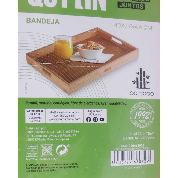 Quttin Bandeja de Bambú 40 x 27 x 4.6 cm (6 Unidades) 9