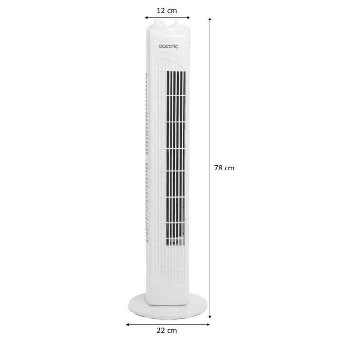 Ventilador de columna oceánica - 45W - Altura 78 cm - 3 velocidades - Oscilador - Blanco - Blanco 1